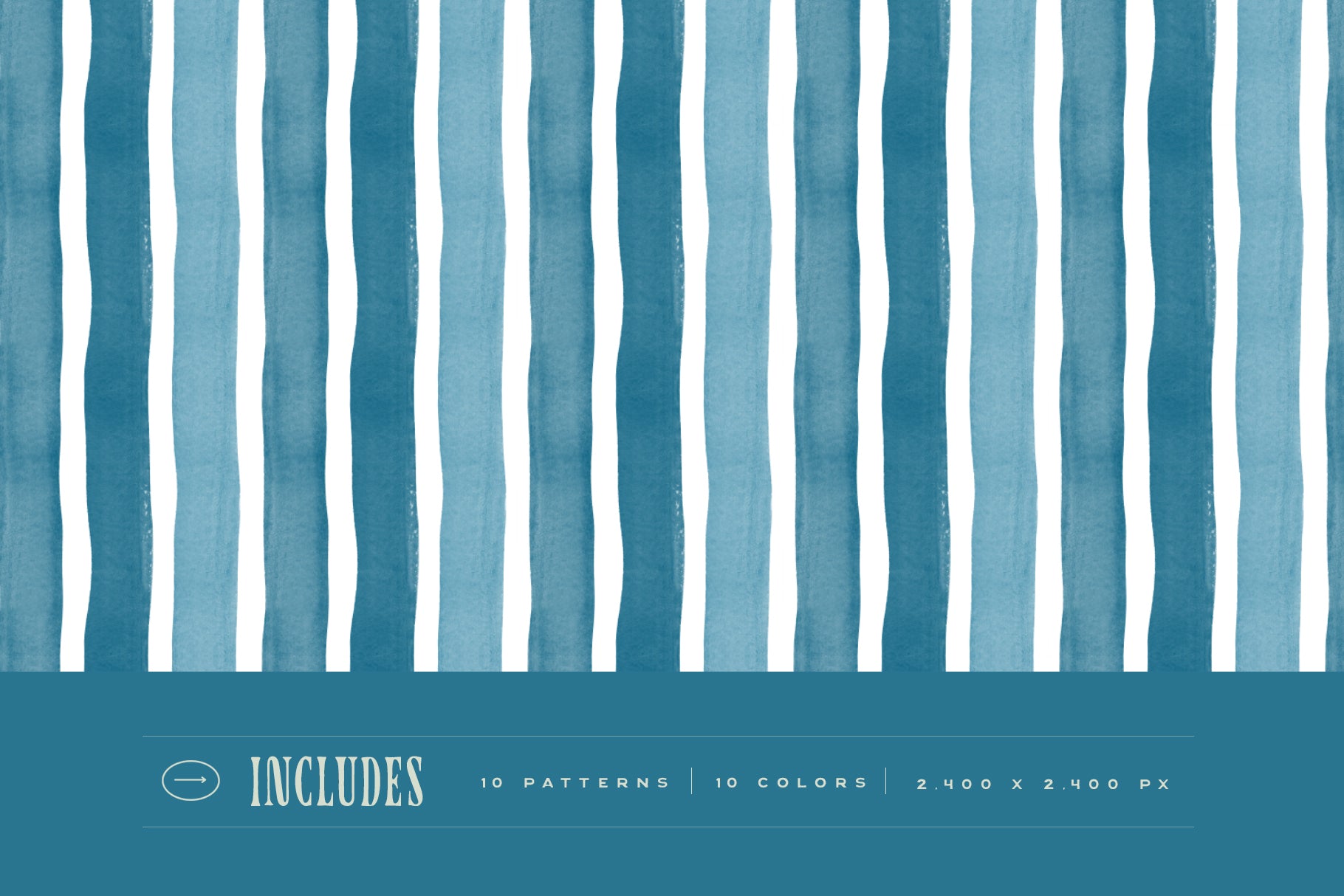 blue wavy striped watercolor seamless pattern