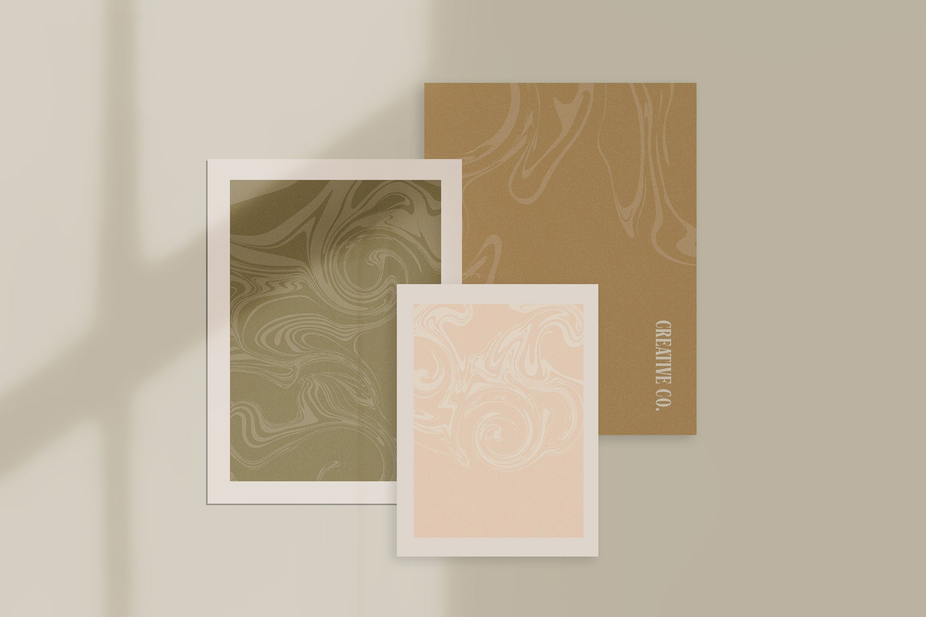 stationery design with marble swirl graphic textures