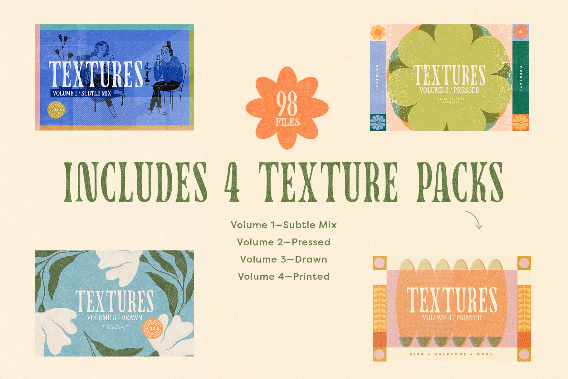 image of texture overlay packs with colorful graphic illustration 