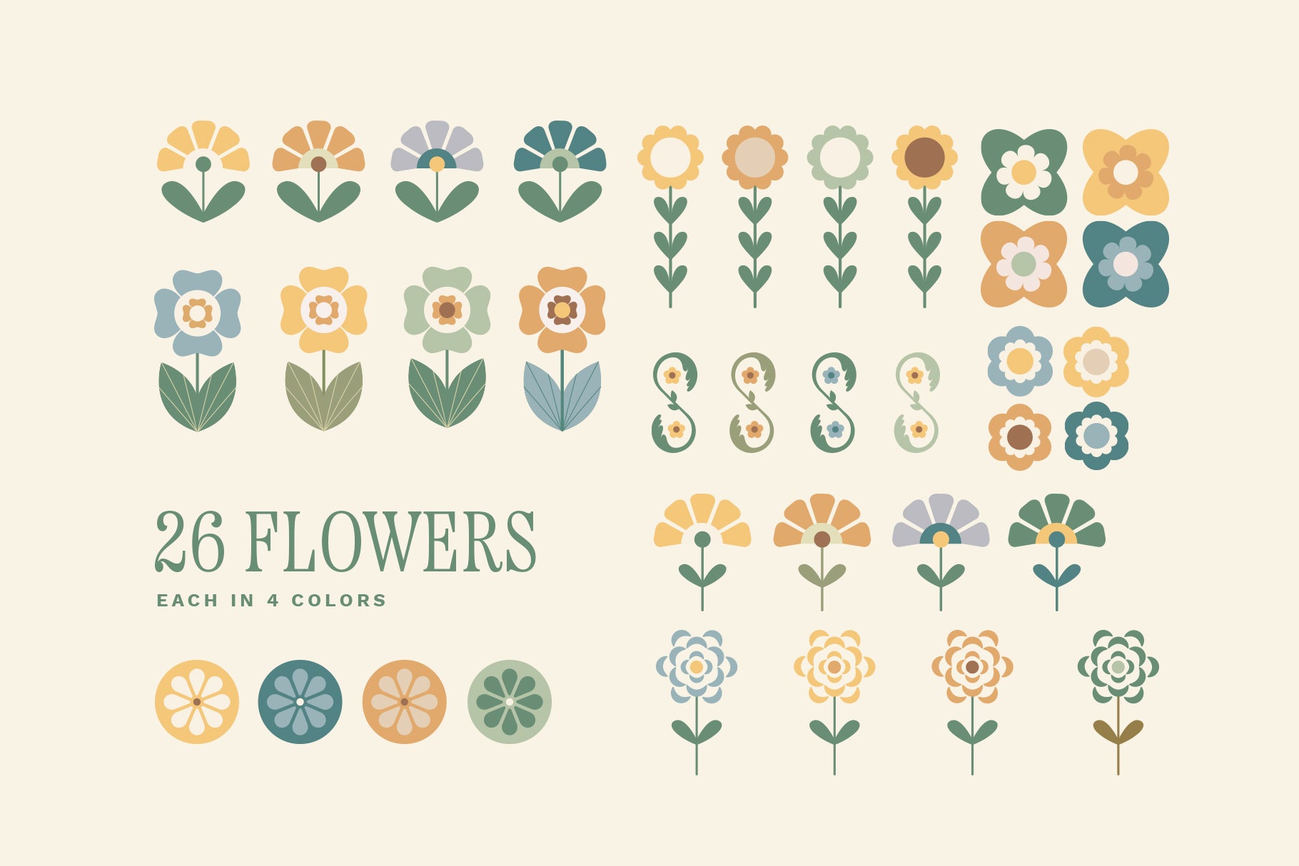 Scandinavian flowers clip art