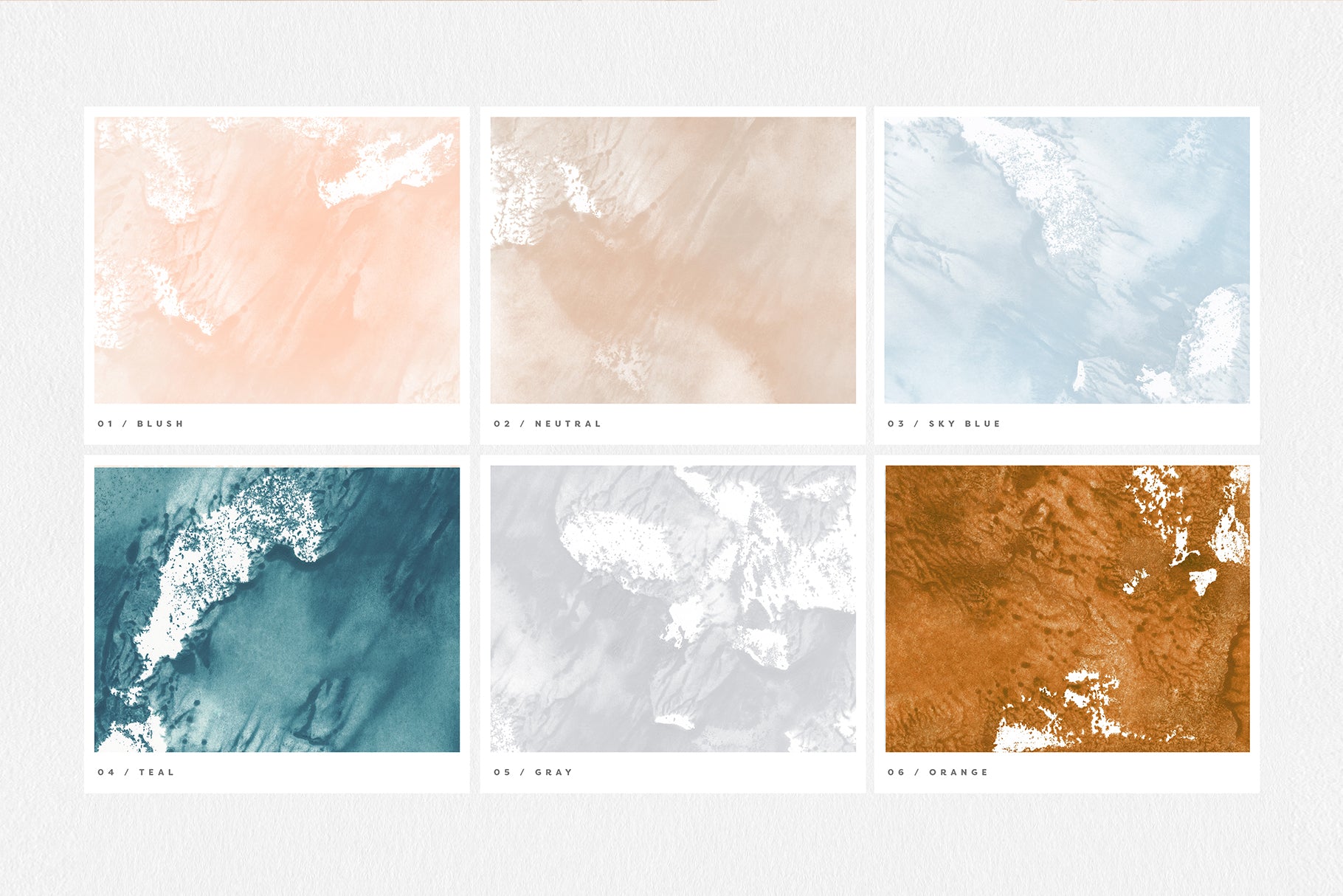 six abstract watercolor textures