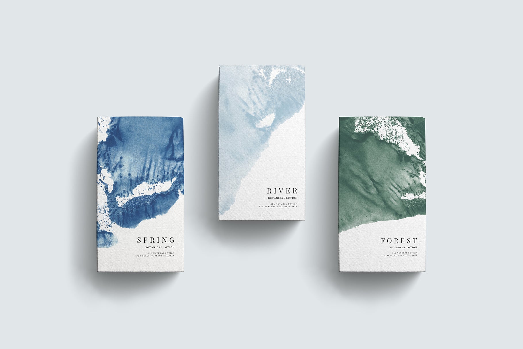 beauty packaging design examples with painted watercolor textures