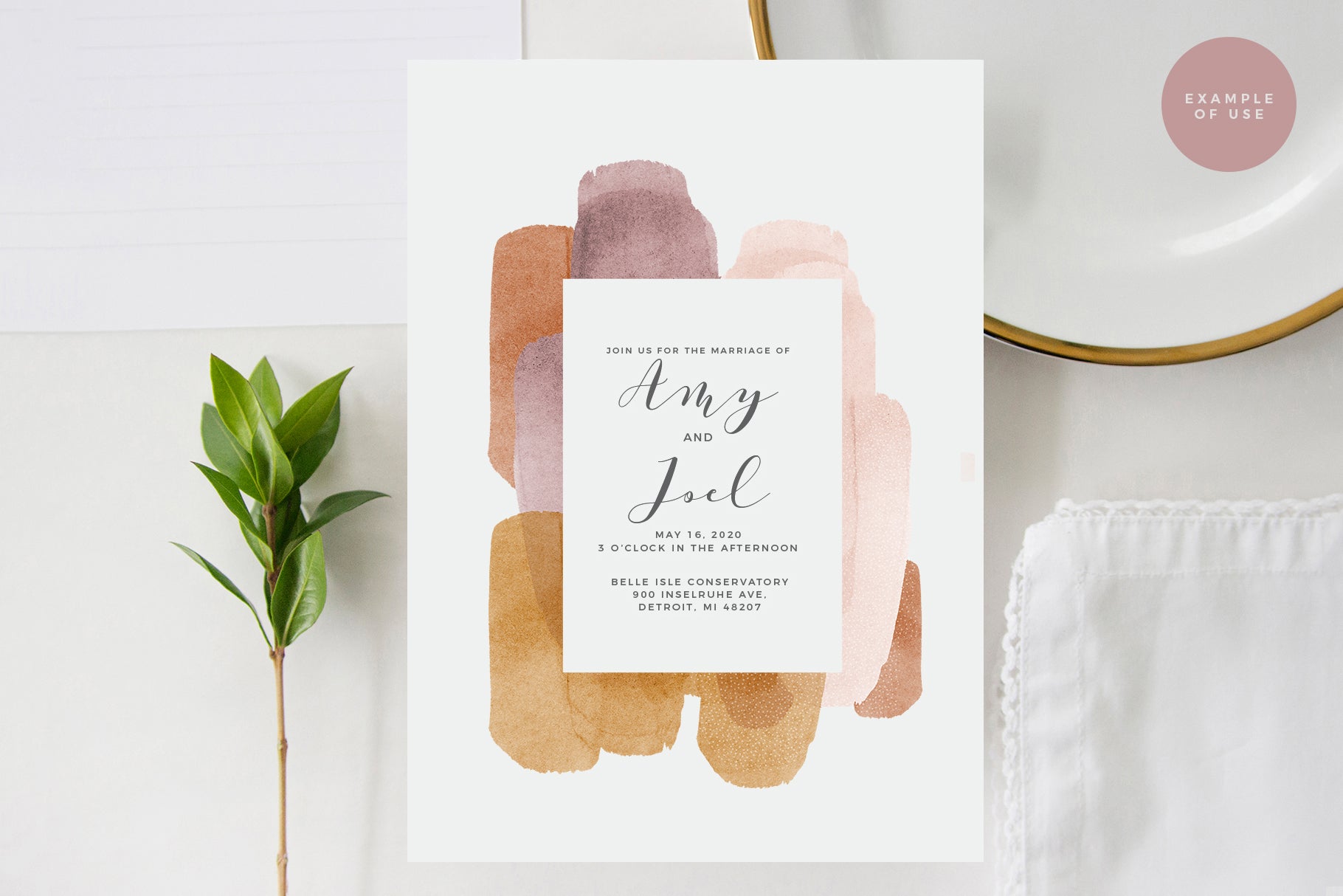 artistic wedding invitation example