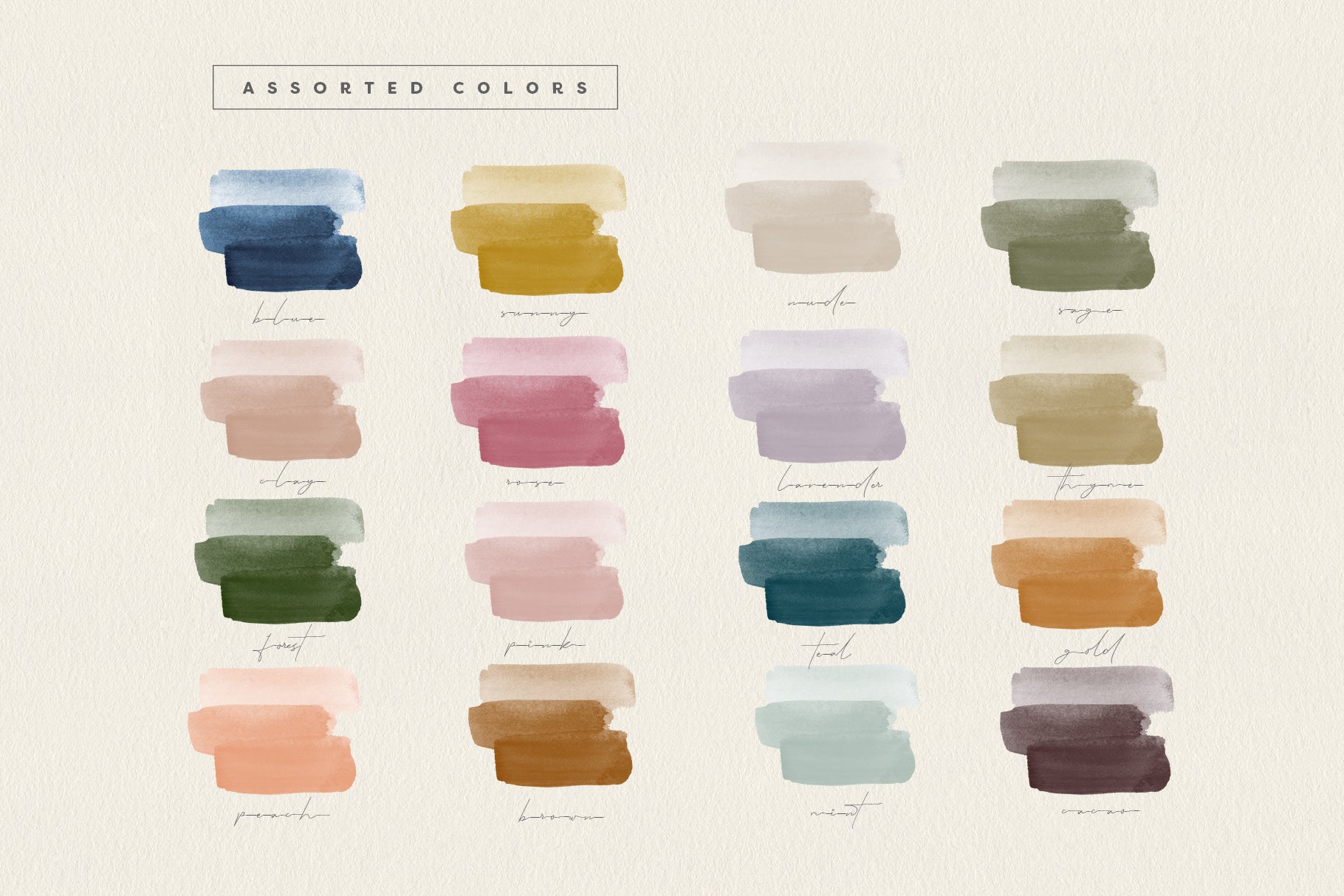 watercolor brush strokes design assets